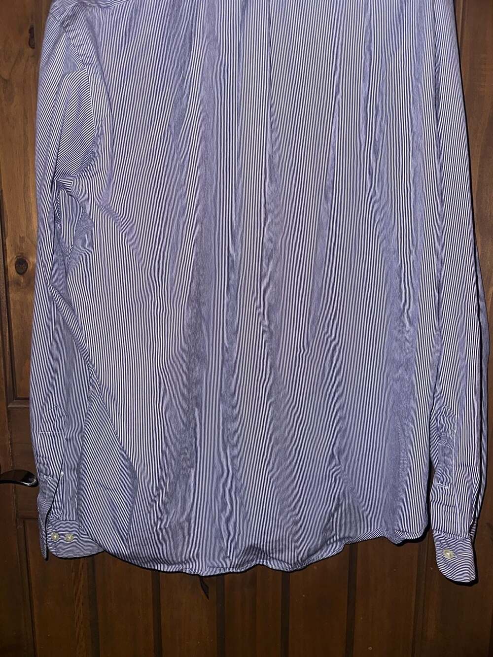 Ralph Lauren Custom Fit Blue and White Striped Long Sleeve Button Down Shirt Siz - Picture 6 of 6